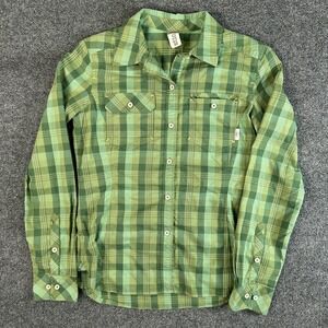 Stio Women's Green Plaid Button Down Shirt Long Sleeve Western Yoke Size Small